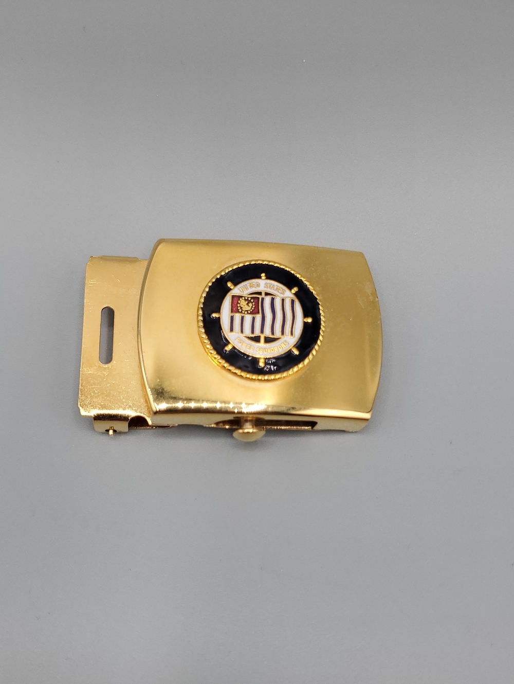US Power Squadrons Solid Brass Belt Buckle | Nautical Crest | Made in USA
